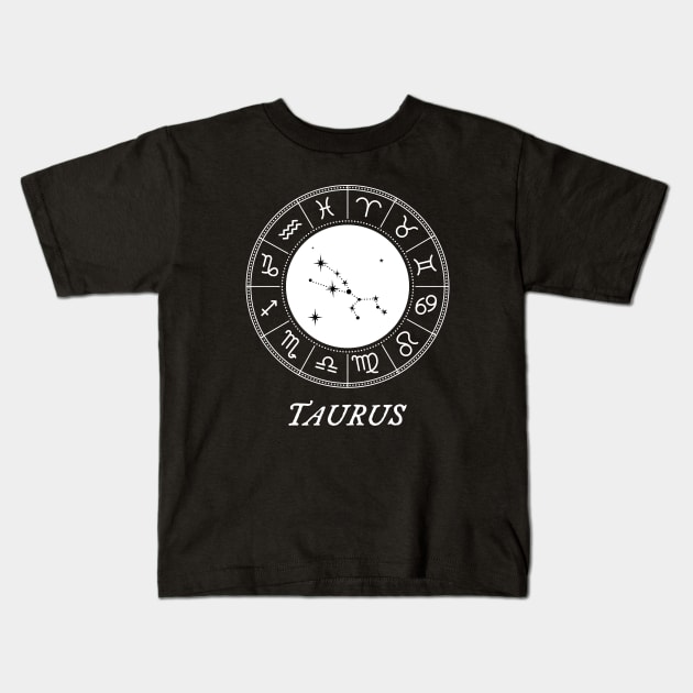 Taurus Zodiac Sign Design With Constellation Kids T-Shirt by My Zodiac Apparel